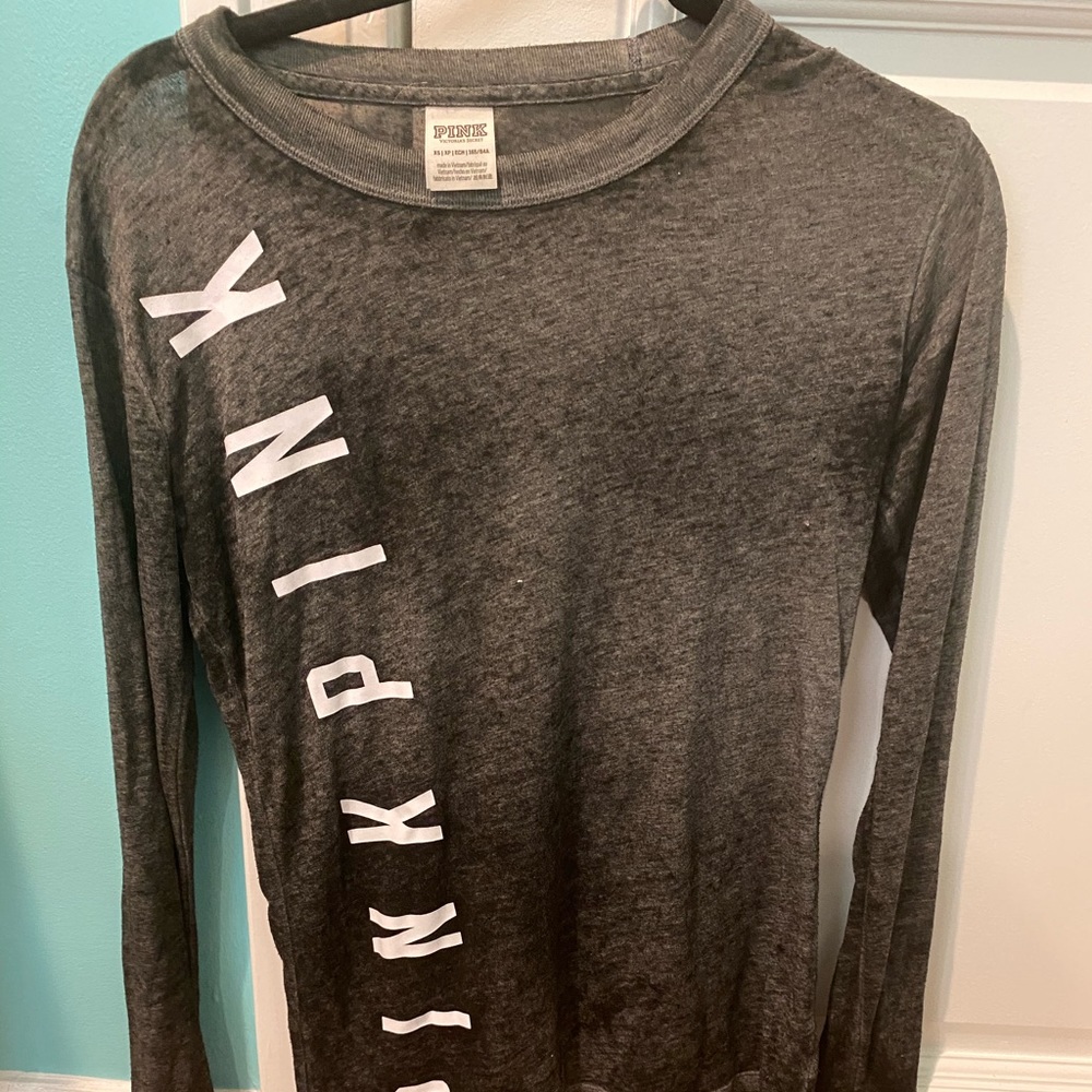 Victoria’s Secret Pink Gray Burnout Ringer Tee